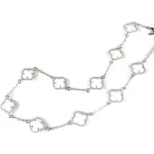 Sophie model 10 Fiori collier in zilver witte klavers