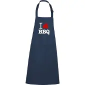 Kariban mijncadeautje - luxe keukenschort - I love BBQ - navy / blauw