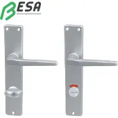 Weka WC deurbeslag 72 rood/wit met krukkenpaar Zilver