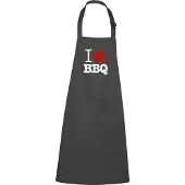 Kariban mijncadeautje - luxe keukenschort - I love BBQ - chique grijs