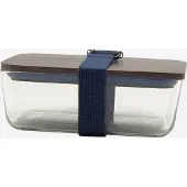 Cookut lunchbox uit glas met bamboe deksel en riem donker blauw