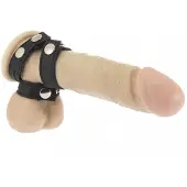 Rimba - Stevige Leren penis- En Balzak Riemen - Zwart