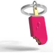 Metalmorphose sleutelhanger ijslolly roze met goud
