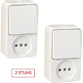 Gamma combinatieschakelaar | serie Andes | opbouw |zonder randaarde | kinderbeveiliging | wit | 2 STUKS