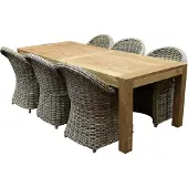 AVH-Collectie Roma Krista dining tuinset 240x100xH77 cm 7 delig rotan