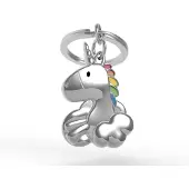 Metalmorphose sleutelhanger unicorn in wolken chrome Love