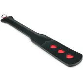 Huismerk Lange Leren Paddle Met Hartje - Zwart