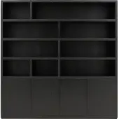 Goossens Buffetkast Barcelona, 4 deuren 9 open vakken, zwart eiken, 208 x 212 x 45 cm, stijlvol landelijk