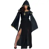 Generik Zwarte lugubre priester outfit voor dames - Volwassenen kostuums