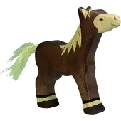 Holztiger Figurine - - 80042 - Staande Veulen - Donkerbruin - Handgeschilderd Hout