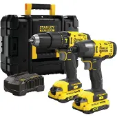 Stanley FATMAX V20 18V Schroef-/klopboormachine + Slagschroevendraaier TSTAK koffer (met 2x 2.0Ah accu en lader) SFMCK465D2T-QW