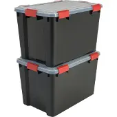 Iris Airtight Opbergbox - 70L - Kunststof - Zwart/Rood - Set van 2