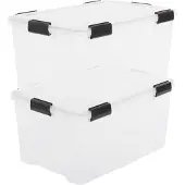 Iris Airtight Opbergbox - 50L - Kunststof - Transparant/Zwart - Set van 2