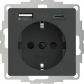 USB Schuko stopcontact met 2 -poorten, InCharge PRO 55, antracietkleurig