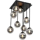 QAZQA Moderne plafondlamp zwart 9-lichts met smoke glas - Athens