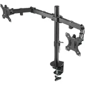 Deltaco Dubbele monitor bureau-arm (Tabel, 32"), Monitorsteun, Zwart