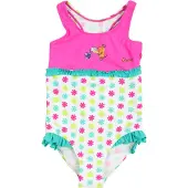 Playshoes Badpak 'DIE MAUS' geel / jade groen / fuchsia / wit
