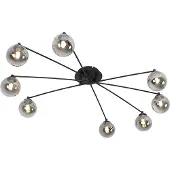 QAZQA Moderne plafondlamp zwart 8-lichts met smoke glas - Athens