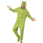 Smiffys Carnaval Alien onesie - gif groen - jumpsuit - voor volwassenen - marsmannetje L