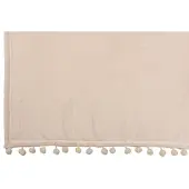 J-Line Plaid Mini Pompoms Fleece Beige
