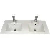 Sanicare Q1 keramische dubbele wastafel 121x46cm wit