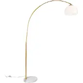 QAZQA Moderne booglamp messing met witte kap - Arc Basic