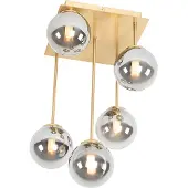QAZQA Moderne plafondlamp goud 5-lichts met smoke glas - Athens