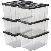 Iris Handybox Opbergbox - 45L - Kunststof - Transparant/ Zwart - Set van 6