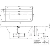 Villeroy & Boch Collaro - Back-to-wall bad 180x80 cm met afvoer en overloop, wit UBA180COR9CR00VD01