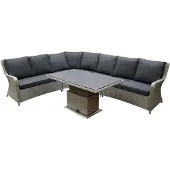 AVH-Collectie Bilbao dining hoek loungeset 5 delig grijs verstelbare tafel