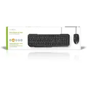 Nedis bedrade multimedia USB toetsenbord en muis set - QWERTY (US) / zwart - 1,5 meter