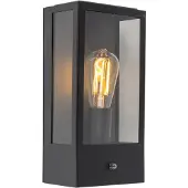 QAZQA Buiten wandlamp zwart met schemersensor - Rotterdam