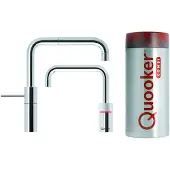 Quooker Nordic Twintaps square chroom met Combi+ reservoir
