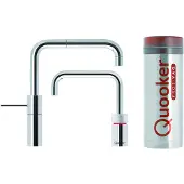 Quooker nordic square twintaps met pro3 vaq-e boiler chroom