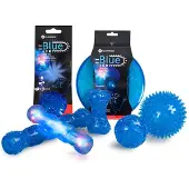Flamingo Hondenspeelgoed – Bordy Frisbee Blauw – Ø 20cm – LED verlichting – drijvend – TPR – werkt op 3x LR41 – zomer – buitenspeelgoed – voor alle honden