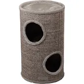 Flamingo Krabton voor katten – Krabton Greta Grijs & Naturel & Lichtbruin S – Ø35x60 cm – compacte en stijlvolle krabmeubel –