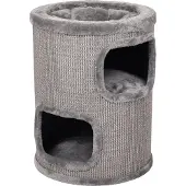 Flamingo Krabton voor katten – Krabton Enes Grijs S – 37x37x60 cm – compacte en luxe krabmeubel – First Class Selection