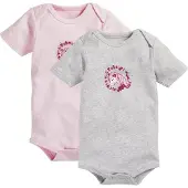 Schnizler tomper Unicorn korte mouw roze/grijs 2 stuks