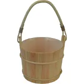 Saunia - Houten emmer met houten handvat - 6 liter