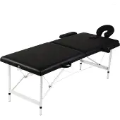 vidaXL Massagetafel, opklapbaar, 2 zones, met aluminium frame, zwart
