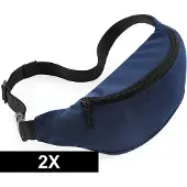 Bagbase 2x Heuptasjes/buideltasjes navy blauw 38 cm - Donkerblauw