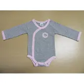 Dirkje 2 pack bodyset grijst met rose , open body , 6maand 68