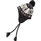 Jacquard Muts Winter Design Fleece Voering Zwart Wit Rood