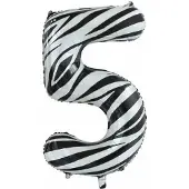 We Fiesta Folie Ballon Cijfer 5 Zebra XL 86cm leeg