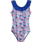Playshoes badpak UV werend bloemen blauw/roze