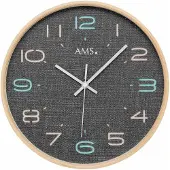AMS F5513 - Wandklok - Analoog - Radiogestuurde tijdsaanduiding - Hout - Mineraal glas - Bruin - Grijs - 28 cm ø