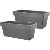 Prosperplast Bloembak Balkonbak Lofly Case 40x18x16cm STEENGRIJS / 2 STUKS ! /