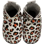 Babysteps leren babyslofjes met panterprint Wit Jongens/Meisjes Leer Panterprint - maat 18/19