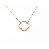 Sophie model Fiori kleine klaver ketting in zilver roze verguld wit