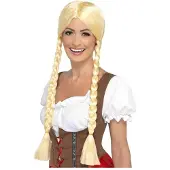 Smiffys Leuke blonde Beierse pruik met vlechten